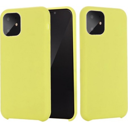 Let op type!! For iPhone 11 Solid Color Liquid Silicone Shockproof Case (Yellow)