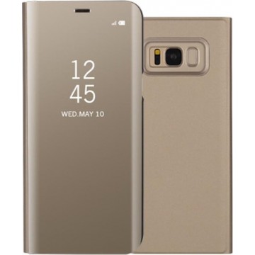Plated Spiegel Oppervlak Wake Sleep Smart Leren View Venster Hoesje Samsung Galaxy S8 - Goud