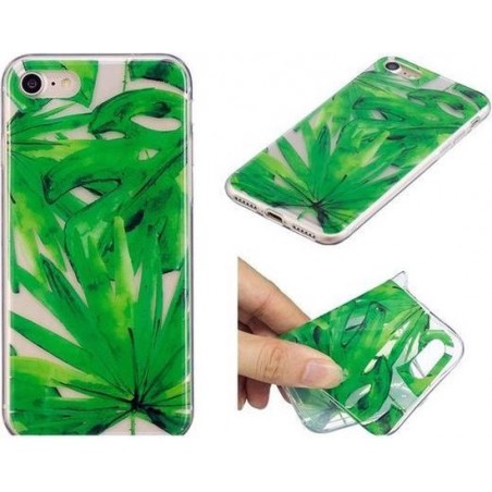 GadgetBay Tropische bladeren cover TPU hoesje iPhone 7 8 SE 2020 - Doorzichtig Groen