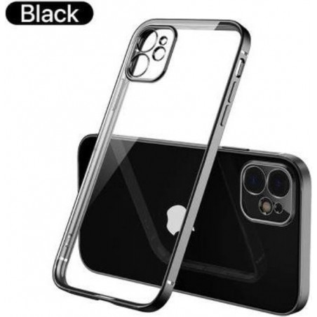 iPhone 11 vierkante metallic case - zwart