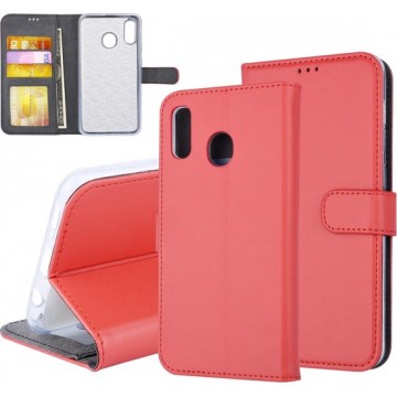 Samsung Galaxy A20 Pasjeshouder Rood Booktype hoesje - Magneetsluiting (A205F)