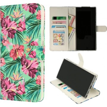 Samsung Galaxy A51 Hoesje met Print - Portemonnee Book Case - Kaarthouder & Magneetlipje - Tropische Bloemen