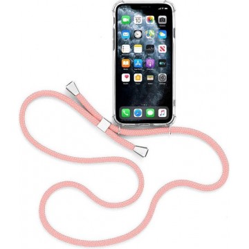 Hoesje met Koord voor Samsung Galaxy A40 Telefoon / Mobiel | Pink - Roze| Backcover - Cover - Case - Ketting - Strap
