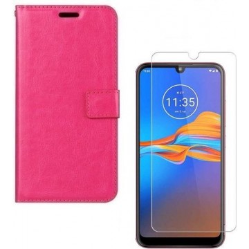 Samsung Galaxy A20S Portemonnee hoesje roze met 2 stuks Glas Screen protector