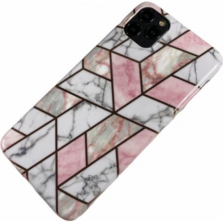 Apple iPhone Xr - Silicone zacht hoesje Lena marmer wit roze
