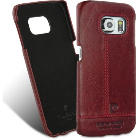 Pierre Cardin Backcover hoesje Rood - Stijlvol - Leer - Galaxy S6 Edge - Luxe cover