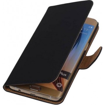 Effen Bookstyle Hoes voor Galaxy S6 Edge Plus G928T Zwart