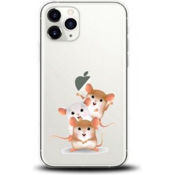 Apple Iphone 11 Pro Transparant siliconen telefoonhoesje 3 hamsters