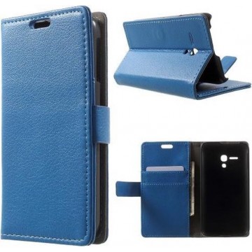 Litchi wallet hoesje Alcatel One Touch POP D5 blauw