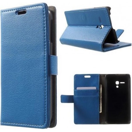 Litchi wallet hoesje Alcatel One Touch POP D5 blauw