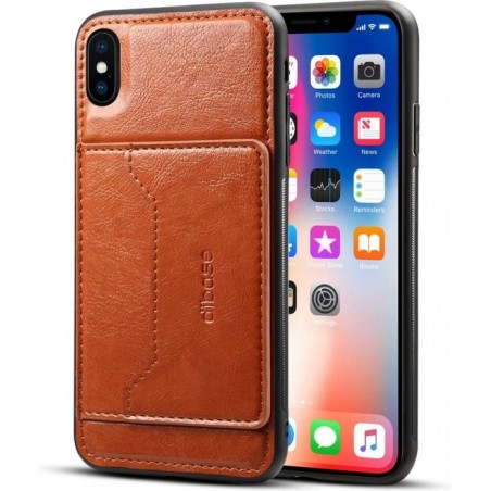 iPhone XS Max  TPU-siliconen Hoesje Bruin met Pashouder