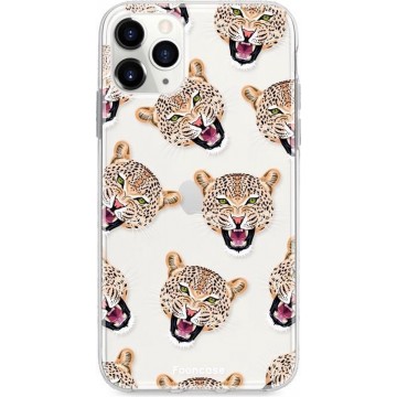 FOONCASE iPhone 11 Pro hoesje TPU Soft Case - Back Cover - Cheeky Leopard / Luipaard hoofden
