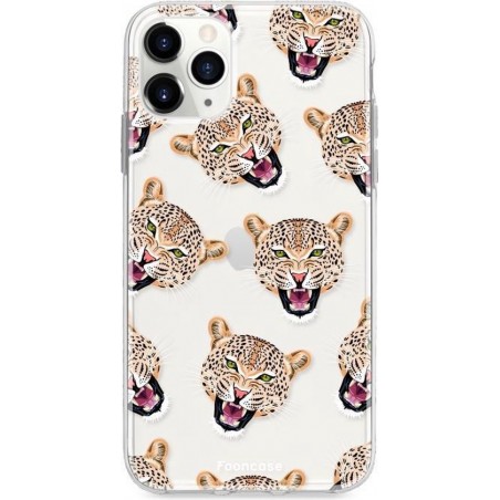 FOONCASE iPhone 11 Pro hoesje TPU Soft Case - Back Cover - Cheeky Leopard / Luipaard hoofden