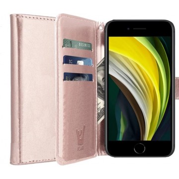 iPhone SE 2020 Hoesje - iPhone SE 2020 Hoesje Book Case Leer Wallet Roségoud - iPhone SE 2020 Hoesje