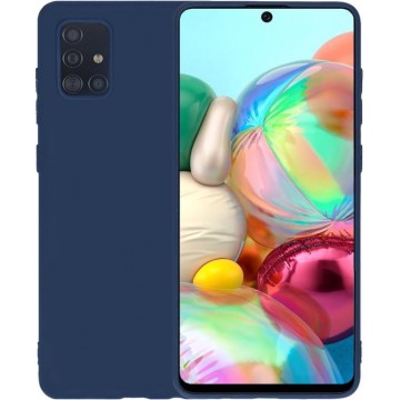 Samsung A71 Hoesje - Samsung Galaxy A71 Hoes Siliconen Case Hoes Cover - Donker Blauw