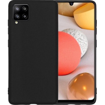 Samsung A42 Hoesje Back Cover Siliconen Case Hoes - Zwart