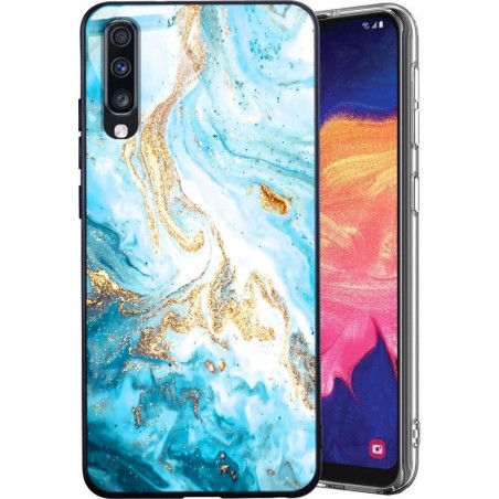 Samsung Galaxy A10 Blauw x Goud Marmer Marmerprint