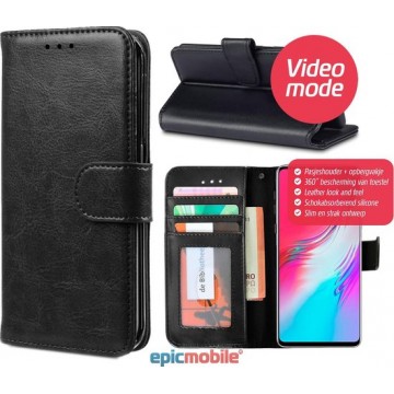 Epicmobile - Samsung Galaxy S10e (Lite) Boek hoesje met pasjeshouder - Luxe portemonnee hoesje - Zwart