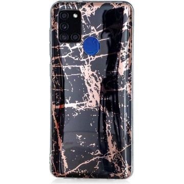 Samsung Galaxy A21s Hoesje - Marble Design - Zwart