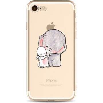Apple Iphone 7 / 8 / SE2020 Siliconen hoesje konijntje, olifantje