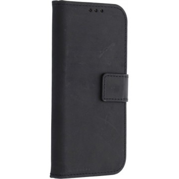 iPhone X, XS Leather book case hoesje Black