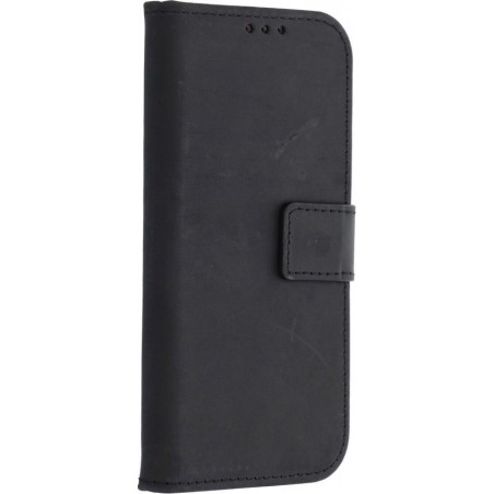 iPhone X, XS Leather book case hoesje Black