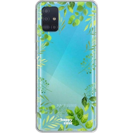 HappyCase Samsung Galaxy A51 Hoesje Flexibel TPU Leaves Print