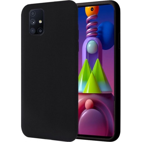 Samsung M51 Hoesje - Samsung Galaxy M51 Hoesje Liquid Siliconen Case Cover Hoes Zwart