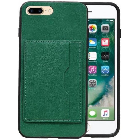 Staand Back Cover 1 Pasjes voor iPhone 8 Plus Groen