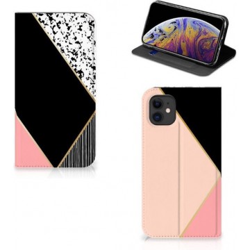 Stand Case iPhone 11 Zwart Roze Vormen