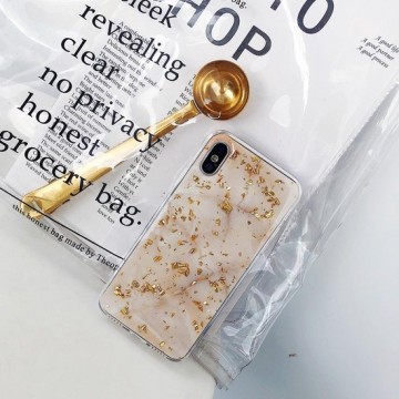 Schokbestendige Epoxy marmeren goudfolie patroon Zachte TPU Case voor iPhone XS Max (wit)