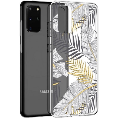 iMoshion Design voor de Samsung Galaxy S20 Plus hoesje - Bladeren - Zwart / Goud