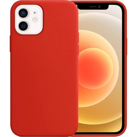 iPhone 12 Case Hoesje Siliconen Hoes Back Cover - Rood
