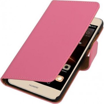 Roze Effen booktype wallet cover hoesje voor Huawei Y6 II Compact