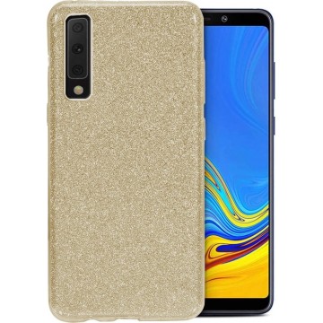 Glitter Hoesje voor Samsung Galaxy A7 (2018) Siliconen TPU Case Goud - Glitters Cover van iCall