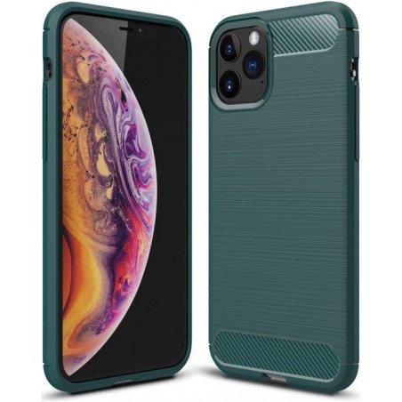 Apple iPhone 11 Pro Hoesje Geborsteld TPU Midnight Green