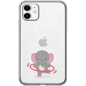 Apple Iphone 11 Transparant siliconen hoesje olifantje hoelahoep