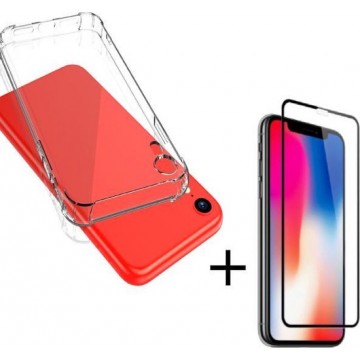 iPhone XR Transparant Siliconenhoesje + Tempered Glass
