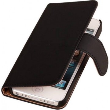 Zwart Effen Apple iPhone 6 - Book Case Wallet Cover Hoesje