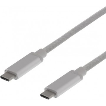 DELTACO USBC-1366 USB-C naar USB-C kabel 60W USB PD (3.1 Gen 2) - 0,5m - Zilver