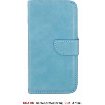Galaxy S6 Stylish Book Hoesje Aqua Blauw
