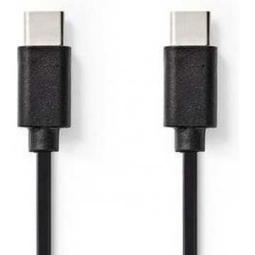 USB-Kabel | USB Type-C™ Male | USB Type-C™ Male | Vernikkeld | 1.00 m | Rond | PVC | Zwart | Label
