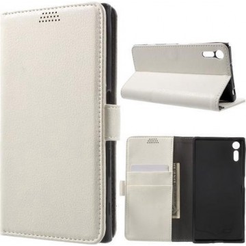 Litchi cover wit wallet case hoesje Sony Xperia XZ