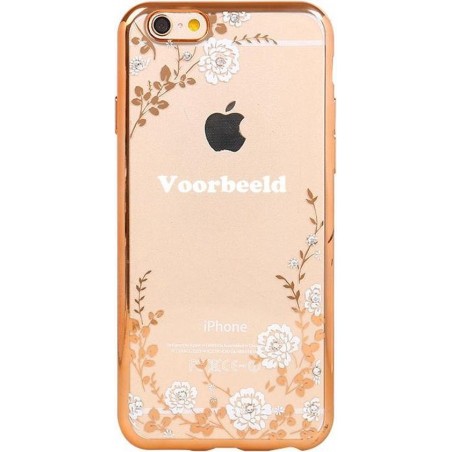 Xssive Flexibele TPU Case met witte bloemetjes Samsung Galaxy S6 G920 - Back Cover - TPU - Gouden Rand