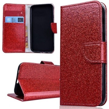 Samsung Galaxy S5 Hoesje - Wallet Case Glitter rood