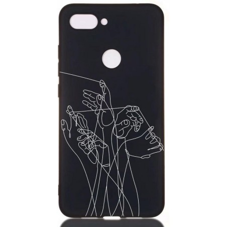 Let op type!! Vijf handen geschilderd patroon zachte TPU Case voor Xiaomi Mi 8 Lite