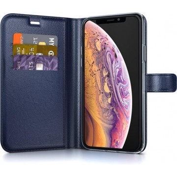 BeHello iPhone X  XS Hoesje - Gel Wallet Case Met Ruimte Voor 3 Pasjes Blauw
