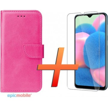 Samsung Galaxy A50/A50s/A30s Hoesje - Bookstyle Portemonnee  - Roze - 1x Tempered Glass Screenprotector - Epicmobile