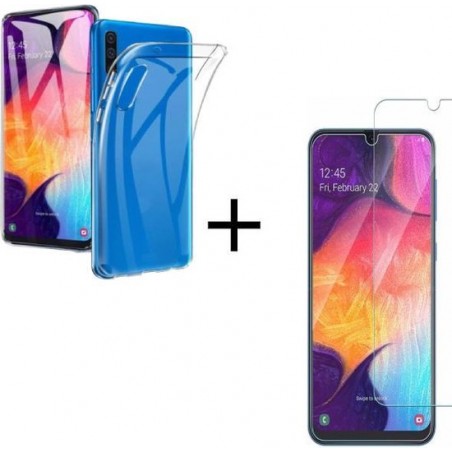 Samsung Galaxy A70 Transparant Siliconenhoesje + Tempered Glass