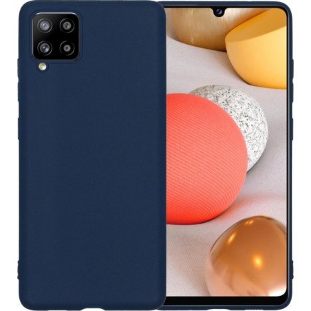 Samsung Galaxy A42 Hoesje Siliconen Case Cover - Samsung A42 Hoesje Cover Hoes Siliconen - Donker Blauw